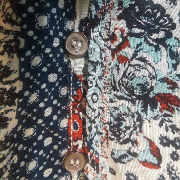 Women Sz S BOHO Festival V-neck Festival Peasant Ruffle Y2K Patchwork Romper - Picture 6 of 16